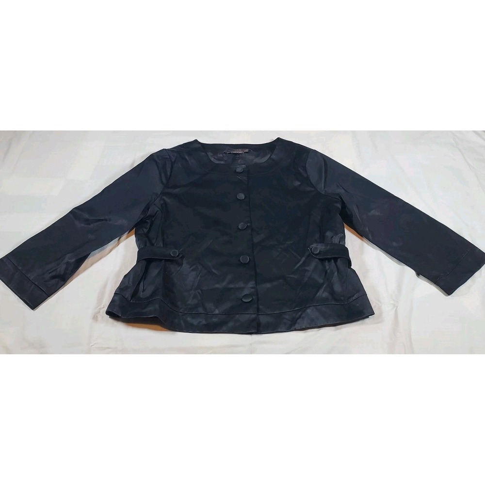 To The Max jacket Women's Black Cotton Blend Button 3/4 Sleeves Fitted Waist M